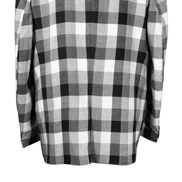 Mens Blazer Black White Plaid Wool Velvet Tuxedo Suit Jacket Sport Coat 46R - Picture 7 of 7